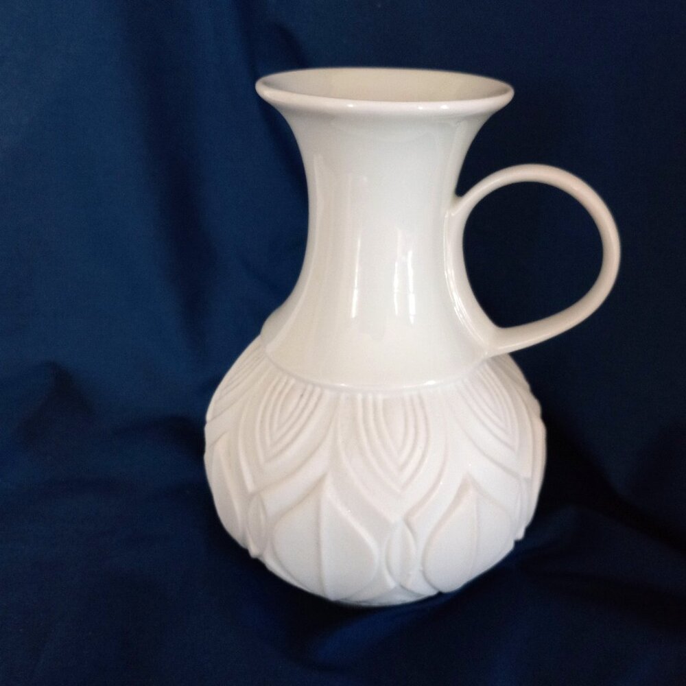White Royal Bavaria Porcelain Vase with Handle, Made in W.Germany
